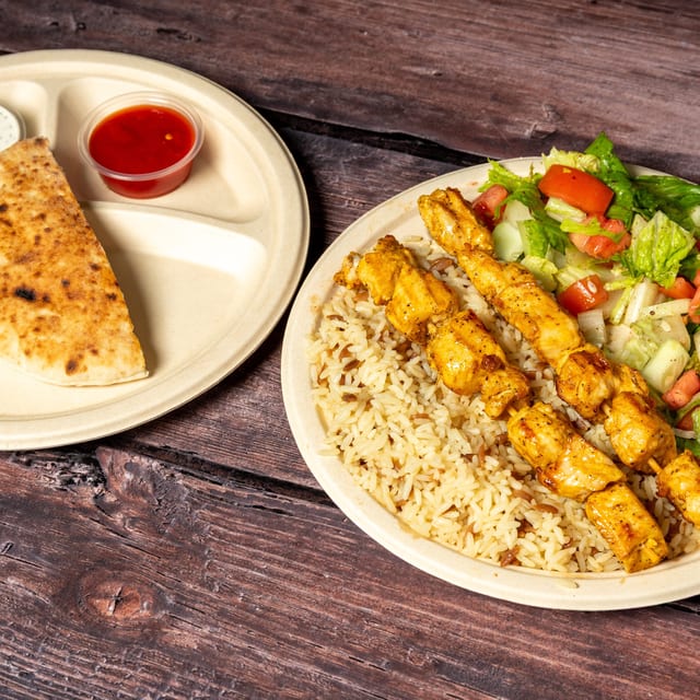 Large Chicken Shish Kebab Platter.