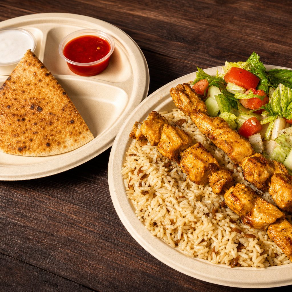 Large Chicken Shish Kebab Platter.
