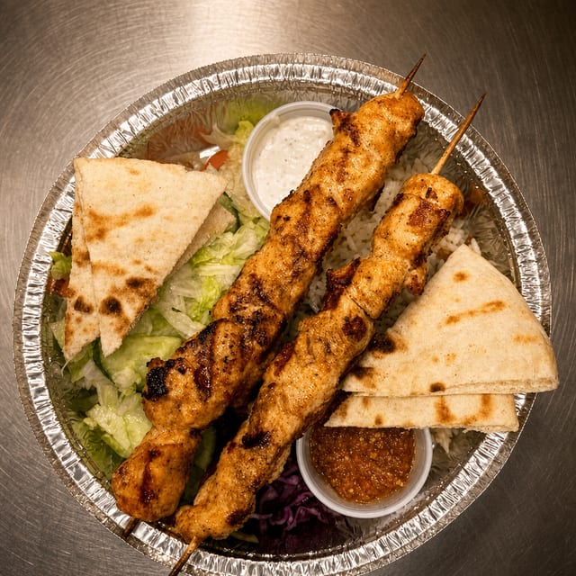 Large Chicken Shish Kebab Platter.